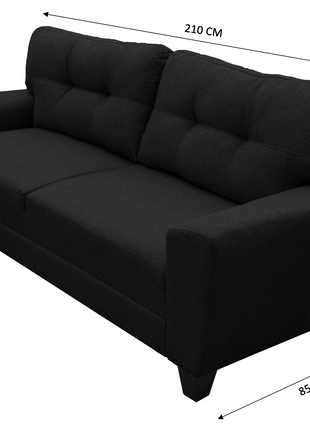 Sofa El Bazar Store Sidney Lino Negro 3 plazas, Modular, Moderno, Sala