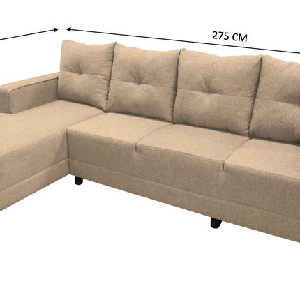 Sala Esquinera El Bazar Store Freya Beige 275x160 cm, Tela Lino nacional, Modular