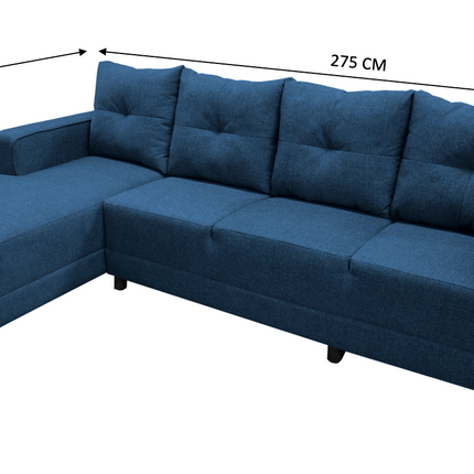 Sala Esquinera El Bazar Store Freya Azul marino 275x160 cm, Tela Lino nacional, Modular