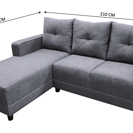 Sala Esquinera El Bazar Store Demeter Gris plata 210x160 cm, Tela Lino nacional, Modular, Love seat, chaise
