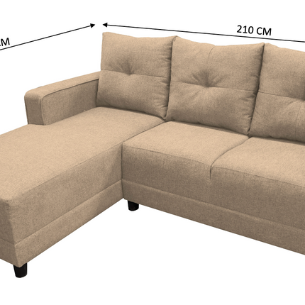 Sala Esquinera El Bazar Store Demeter Beige 210x160 cm, Tela Lino nacional, Modular, Love seat, chaise
