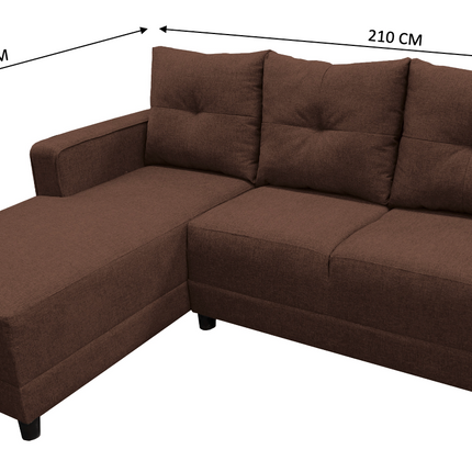 Sala Esquinera El Bazar Store Demeter Chocolate 210x160 cm, Tela Lino nacional, Modular, Love seat, Chaise