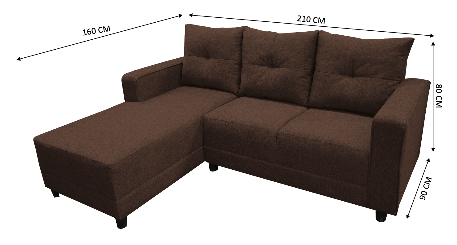 Sala Esquinera El Bazar Store Demeter Chocolate 210x160 cm, Tela Lino nacional, Modular, Love seat, Chaise