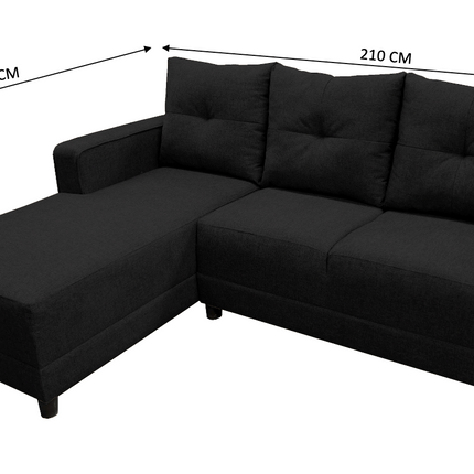 Sala Esquinera El Bazar Store Demeter Negro 210x160 cm, Tela Lino nacional, Modular, Chaise, love seat