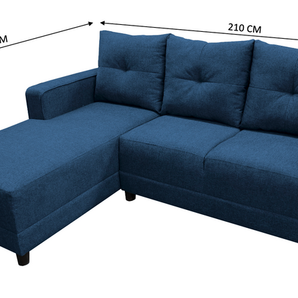 Sala Esquinera El Bazar Store Demeter Azul marino 210x160 cm, Tela Lino nacional, Modular, Chaise, love seat