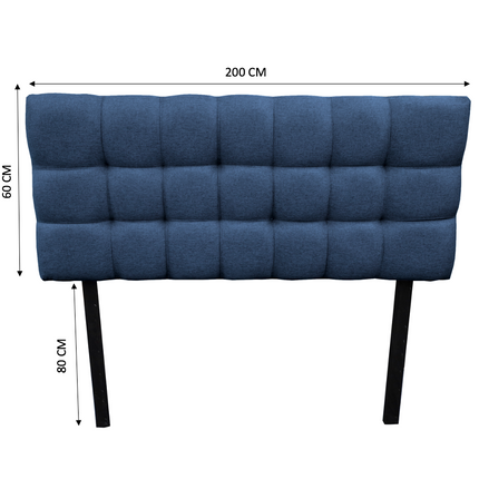 Cabecera El Bazar Store Linq King Size Azul marino, Ajuste de altura