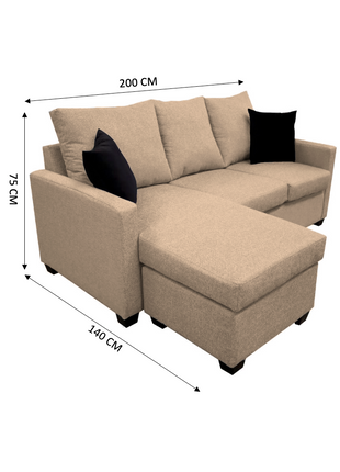 Sala Esquinera El Bazar Store Denver Beige, 200x140 cm, Lado derecho e Izquierdo, Lino nacional, Sofa