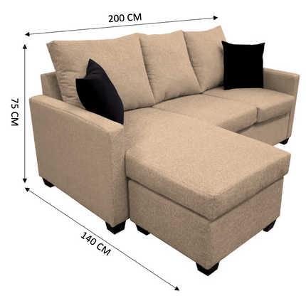 Sala Esquinera El Bazar Store Denver Beige, 200x140 cm, Lado derecho e Izquierdo, Lino nacional, Sofa