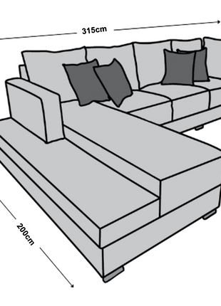 Sala esquinera El Bazar Store Aquiles Chocolate 315x200 cm, Lino nacional, Modular