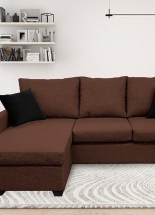 Sala Esquinera El Bazar Store Denver Chocolate, 200x140 cm, Lado derecho e Izquierdo, Lino nacional, Sofa