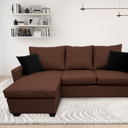 Sala Esquinera El Bazar Store Denver Chocolate, 200x140 cm, Lado derecho e Izquierdo, Lino nacional, Sofa