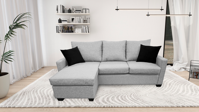 Sala Esquinera El Bazar Store Denver Gris Plata, 200x140 cm, Lado derecho e Izquierdo, Lino nacional, Sofa