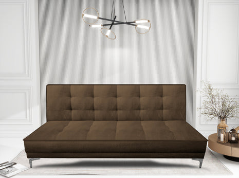 Sofa cama El Bazar Store Zeus Chocolate Terciopelo Matrimonial Futón 3 posiciones