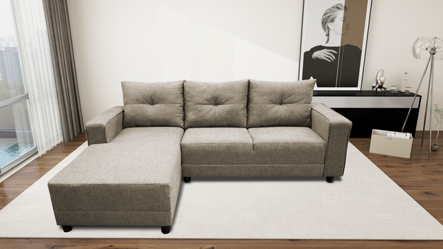 Sala Esquinera El Bazar Store Demeter Beige 210x160 cm, Tela Lino nacional, Modular, Love seat, chaise
