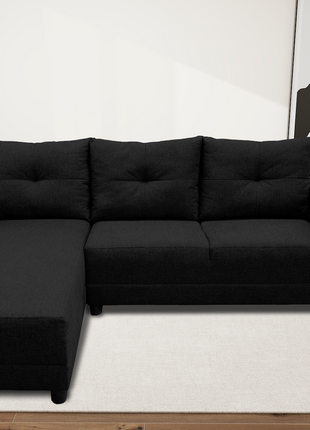 Sala Esquinera El Bazar Store Demeter Negro 210x160 cm, Tela Lino nacional, Modular, Chaise, love seat