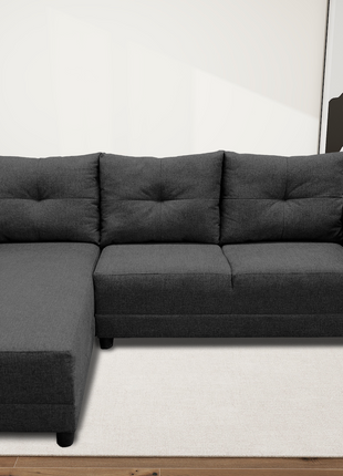 Sala Esquinera El Bazar Store Demeter Gris Oxford 210x160 cm, Tela Lino nacional, Modular