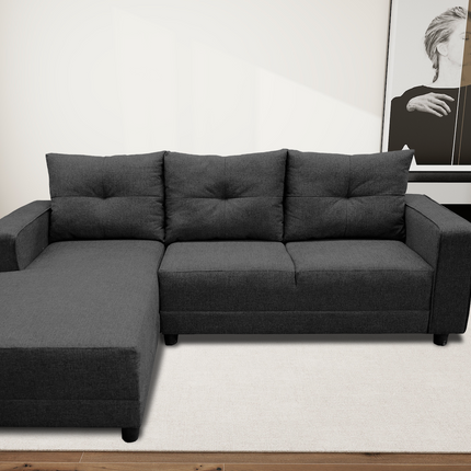 Sala Esquinera El Bazar Store Demeter Gris Oxford 210x160 cm, Tela Lino nacional, Modular