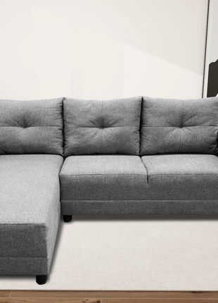 Sala Esquinera El Bazar Store Demeter Gris plata 210x160 cm, Tela Lino nacional, Modular, Love seat, chaise