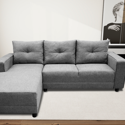 Sala Esquinera El Bazar Store Demeter Gris plata 210x160 cm, Tela Lino nacional, Modular, Love seat, chaise