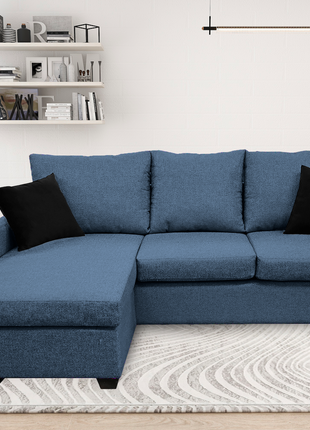 Sala Esquinera El Bazar Store Denver Azul marino, 200x140 cm, Lado derecho e Izquierdo, Lino nacional, Sofa