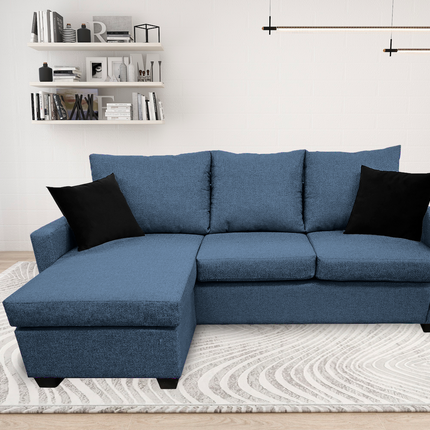 Sala Esquinera El Bazar Store Denver Azul marino, 200x140 cm, Lado derecho e Izquierdo, Lino nacional, Sofa
