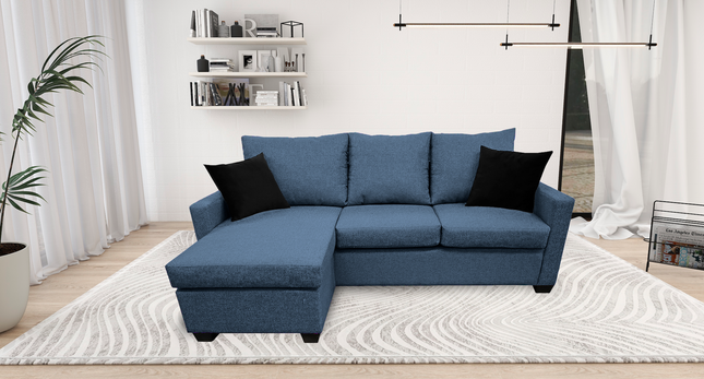 Sala Esquinera El Bazar Store Denver Azul marino, 200x140 cm, Lado derecho e Izquierdo, Lino nacional, Sofa