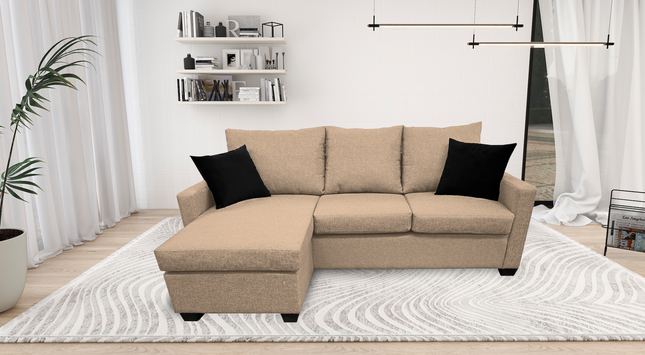 Sala Esquinera El Bazar Store Denver Beige, 200x140 cm, Lado derecho e Izquierdo, Lino nacional, Sofa