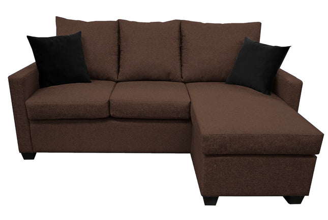 Sala Esquinera El Bazar Store Denver Chocolate, 200x140 cm, Lado derecho e Izquierdo, Lino nacional, Sofa