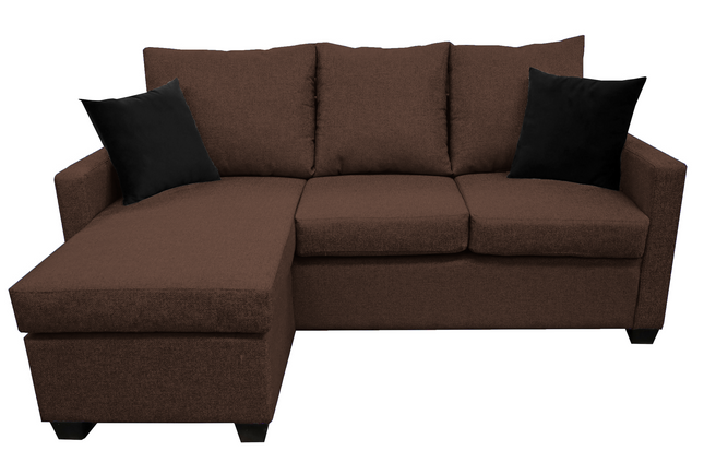 Sala Esquinera El Bazar Store Denver Chocolate, 200x140 cm, Lado derecho e Izquierdo, Lino nacional, Sofa