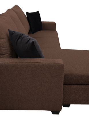 Sala Esquinera El Bazar Store Denver Chocolate, 200x140 cm, Lado derecho e Izquierdo, Lino nacional, Sofa