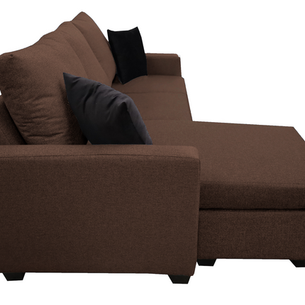 Sala Esquinera El Bazar Store Denver Chocolate, 200x140 cm, Lado derecho e Izquierdo, Lino nacional, Sofa