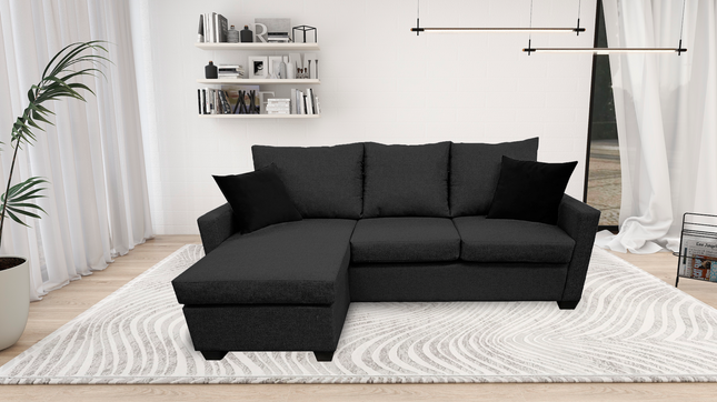 Sala Esquinera El Bazar Store Denver Gris Oxford, 200x140 cm, Lado derecho e Izquierdo, Lino nacional, Sofa