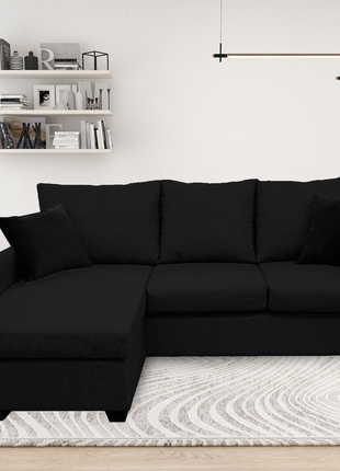 Sala Esquinera El Bazar Store Denver Negro, 200x140 cm, Lado derecho e Izquierdo, Lino nacional, Sofa