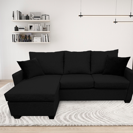 Sala Esquinera El Bazar Store Denver Negro, 200x140 cm, Lado derecho e Izquierdo, Lino nacional, Sofa