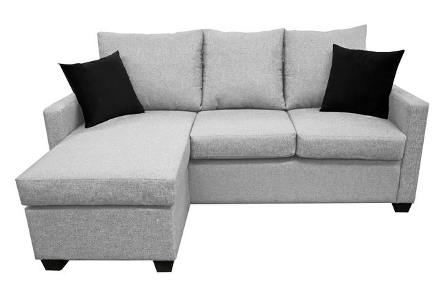 Sala Esquinera El Bazar Store Denver Gris Plata, 200x140 cm, Lado derecho e Izquierdo, Lino nacional, Sofa