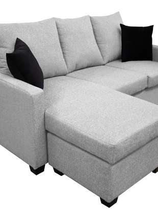 Sala Esquinera El Bazar Store Denver Gris Plata, 200x140 cm, Lado derecho e Izquierdo, Lino nacional, Sofa
