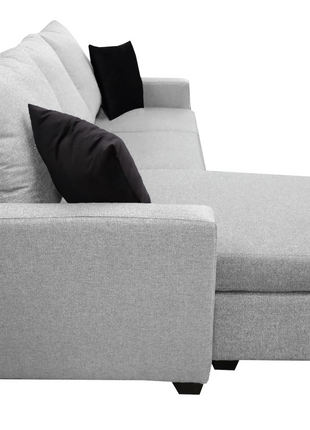 Sala Esquinera El Bazar Store Denver Gris Plata, 200x140 cm, Lado derecho e Izquierdo, Lino nacional, Sofa