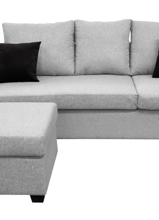 Sala Esquinera El Bazar Store Denver Gris Plata, 200x140 cm, Lado derecho e Izquierdo, Lino nacional, Sofa