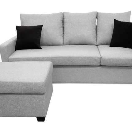 Sala Esquinera El Bazar Store Denver Gris Plata, 200x140 cm, Lado derecho e Izquierdo, Lino nacional, Sofa