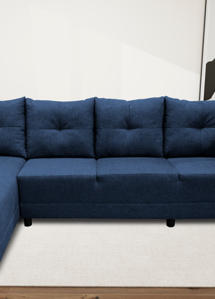 Sala Esquinera El Bazar Store Freya Azul marino 275x160 cm, Tela Lino nacional, Modular