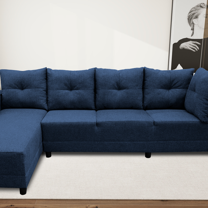 Sala Esquinera El Bazar Store Freya Azul marino 275x160 cm, Tela Lino nacional, Modular