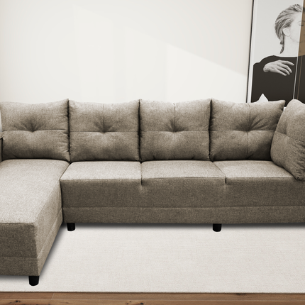 Sala Esquinera El Bazar Store Freya Beige 275x160 cm, Tela Lino nacional, Modular