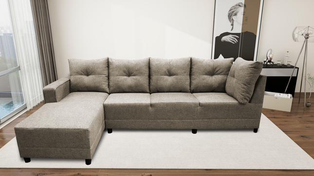 Sala Esquinera El Bazar Store Freya Beige 275x160 cm, Tela Lino nacional, Modular