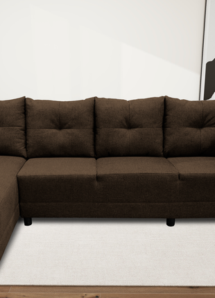 Sala Esquinera El Bazar Store Freya Chocolate 275x160 cm, Tela Lino nacional, Modular