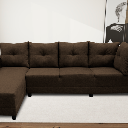 Sala Esquinera El Bazar Store Freya Chocolate 275x160 cm, Tela Lino nacional, Modular