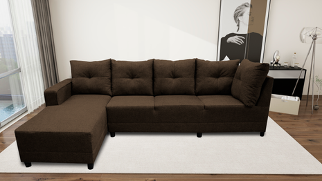 Sala Esquinera El Bazar Store Freya Chocolate 275x160 cm, Tela Lino nacional, Modular