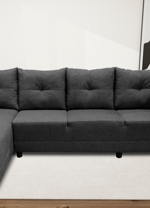 Sala Esquinera El Bazar Store Freya Gris Oxford 275x160 cm, Tela Lino nacional, Modular