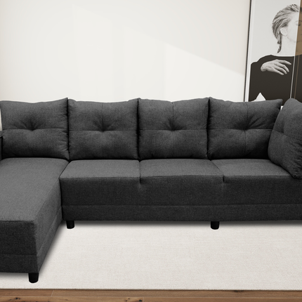 Sala Esquinera El Bazar Store Freya Gris Oxford 275x160 cm, Tela Lino nacional, Modular