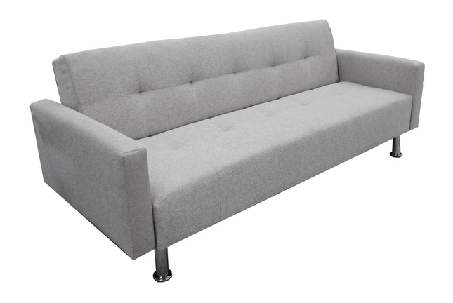 Sofa Cama Paris Lino Plata, Brazos plegables, El Bazar Store, Futon 3 posiciones