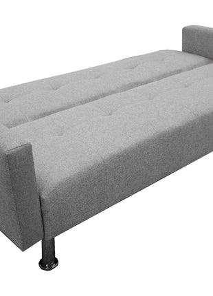 Sofa Cama Paris Lino Plata, Brazos plegables, El Bazar Store, Futon 3 posiciones
